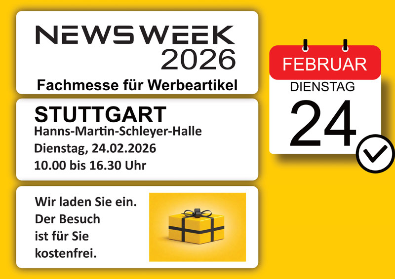 Einladungskarte für die Newsweek 2026 in Stuttgart